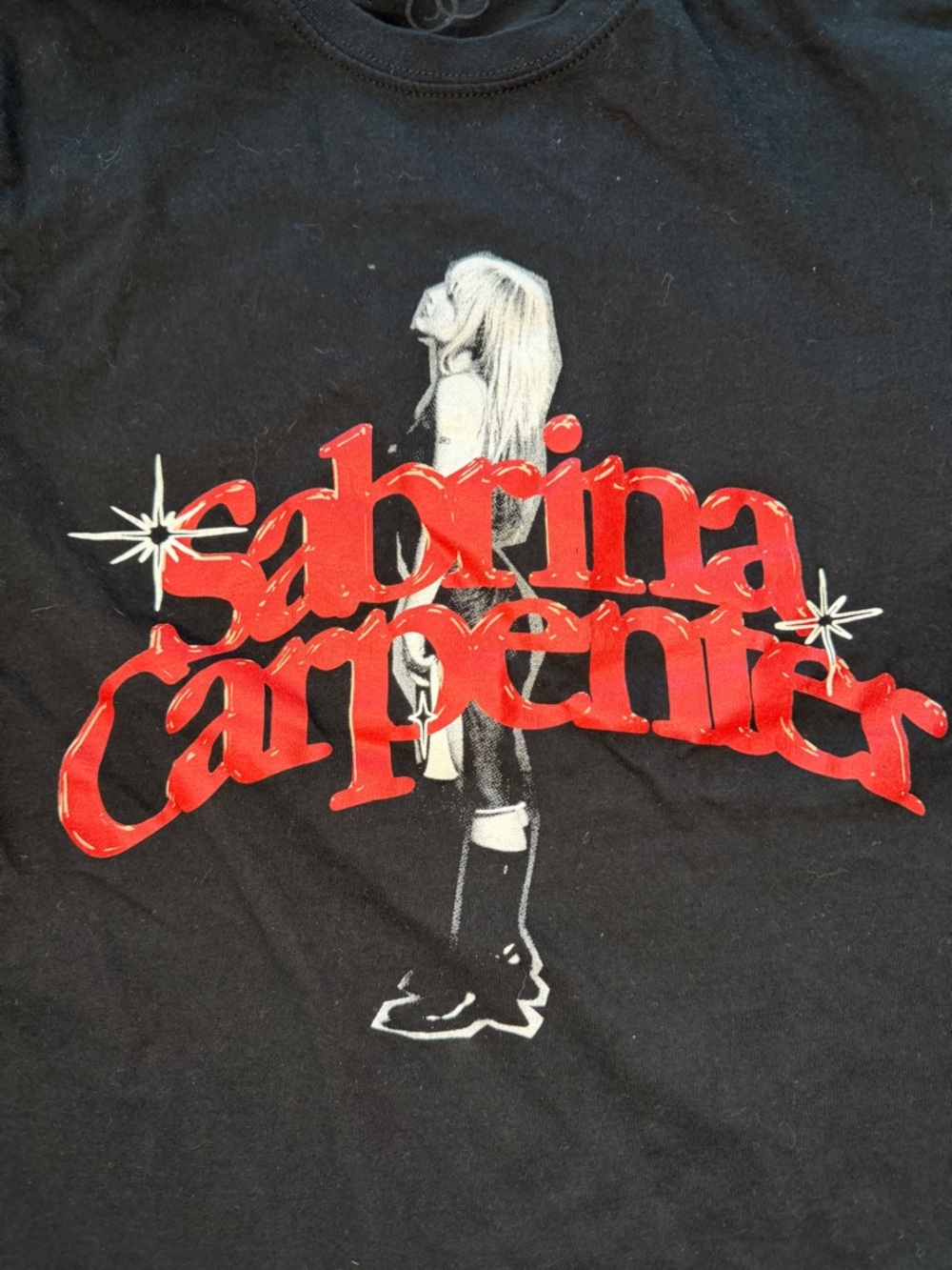 Sabrina Carpenter Short n Sweet Red Logo Graphic Tee Black Medium Official Merch - Picture 2 of 5